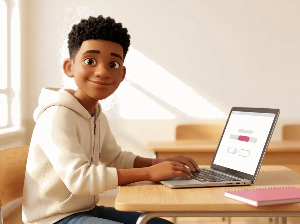 Un élève travaille sur Correctia avec son Chromebook